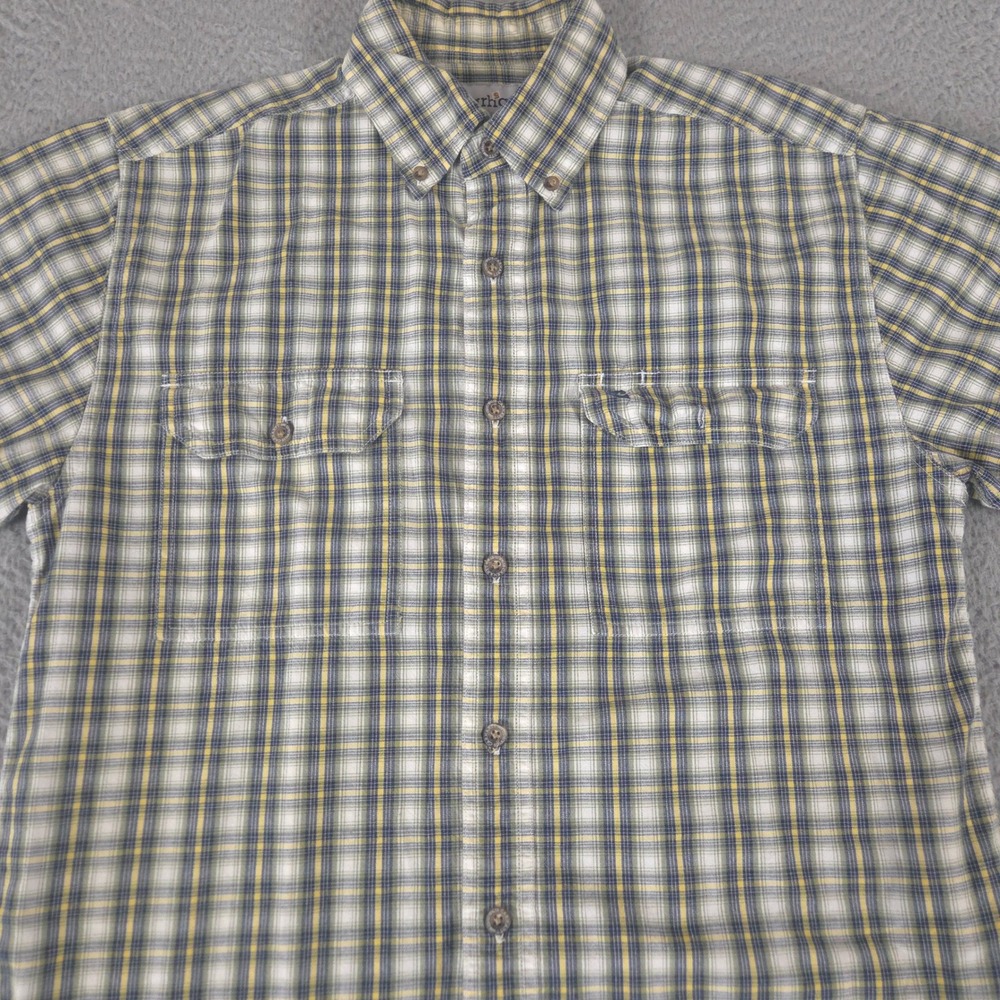 VINTAGE Carhartt Shirt Men M Chambray Plaid Cotton Pocket Button Up 2010s Hiking
